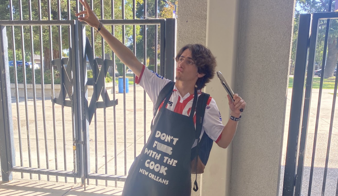 Diego Sapriza ('26) shows off his BBQ Dad fit to celebrate the spirit of the school.